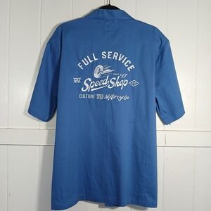 Lark & Owl Mens Speed‎ Shop Full Service Camp Collar Shirt Blue XL A-VIRGILE3-YM